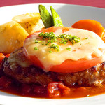 Hamburg Steak with Cheese and Tomato