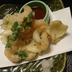 勝美 - 百合根と芝海老のかき揚げ。