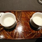 茶禅華 - （2018年2月　訪問）今日天心。2種の杏仁豆腐。温かい方は餅のように弾力のある食感でした。冷たい方はプルンっと爽快。