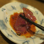 酒菜坊 橋蔵 - 大山地鶏レバ刺喰らう