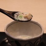 味あら井 - カリフラワーのすり流し、菜の花、ズッキーニ、金時人参、鮪