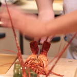 味あら井 - 伊勢海老ボイルとアブラメ唐揚げ、雲丹シャルロットソース