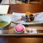 万治カフェ - お茶のブラウニー2種 抹茶セット