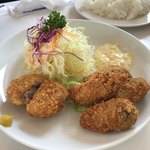 レストラン 石神の丘 - Aランチ：三陸産カキフライとまやと豚ミルフィーユカツセット