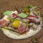 青ピーマンと万願寺唐辛子のチャツネ添え