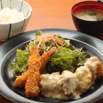 치킨 남만과 새우 튀김 일본