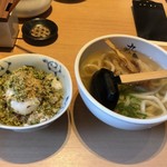 Udonizakayasui - バク玉ごはんセット・ごぼう天うどん