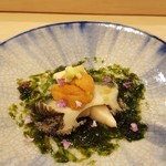 あま木 - 2018.2.雲丹、煮鮑、筍、アオサ海苔