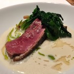 レフェルヴェソンス - 海と山が出会うこの地で～ 鴨を薪で炙って、海老芋と白子のスープ、縮み法蓮草、もみの木のオイル