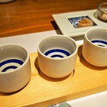 Yamashita - 利き酒三種（日高見 純米、れいざん 純米、八海山 純米吟醸）