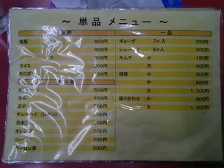 ラーメン大王 - メニュー　単品（飯類・一品）