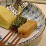 梅の花 - ◆生麩田楽・・生麩が好きですし、2種の味噌の味わいもよく美味しい。