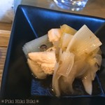 Gyouzayachibao - 小鉢、深谷ねぎと蒸し鶏の柚子こしょうのおひたし