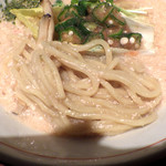 麺と心 7 - 明太子白湯ラーメン（麺のアップ）