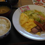 デニーズ - デニーズセレクトスクランブルエッグモーニングご飯味噌汁セット