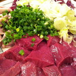 やきとん ひょっとこ - 三点刺身盛り合わせハツアップ