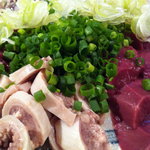 やきとん ひょっとこ - 三点刺身盛り合わせ小袋アップ