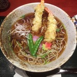 麻布茶房 - 海老天そば（アップ）