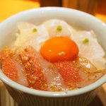 立場割烹 SSAW - 季節のぜいたく御膳 1000円 の金目鯛と寒平目の漬け丼