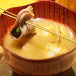 立場割烹 SSAW - 季節のぜいたく御膳 1000円 の鴨汁の鴨刺しのせ
