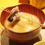 立場割烹 SSAW - 季節のぜいたく御膳 1000円 の鴨汁の鴨刺しのせ