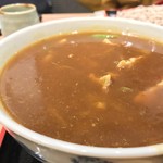 味奈登庵 - #食べログ的に撮るとこうなる。  
      カレー風味のつゆがナミナ〜ミ♡  
      ほどよい辛さも、また良し。