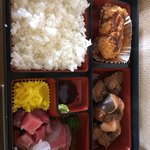 かねまつ食堂 - メカジキ煮付け、お刺身MIX、クリームコロッケ