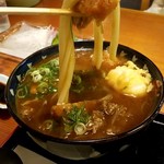仁川うどん - カツカレーうどん半熟煮たまごの天ぷらトッピング