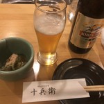 瓶ビールと前菜