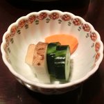 帰燕 - 和定食 1500円 の香の物、山芋
