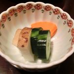 帰燕 - 和定食 1500円 の香の物、山芋