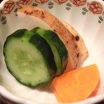 帰燕 - 和定食 1500円 の香の物、山芋