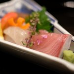 帰燕 - 昼懐石 6890円 の寒ビラメ、寒ブリ 鯛の煮凝り、橙添え