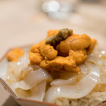 うを徳 - 2018.2 ウニイカ丼（噴火湾バフンウニ、三重アオリイカ）