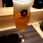 鉄板焼きとお酒のお店 きらく - 生ビール400円