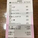 ベーカリーショパン - レシート