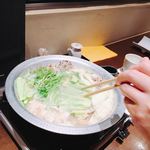 あまくさ HANARE - 煮立ってきました。いい香りが漂い始めます。つくねには軟骨が入ってるのでしっかり火を通した方が良いそうです。