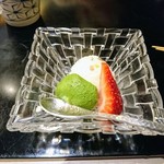 味あら井 - 栗と小豆のアイスクリーム、あまおう、抹茶の葛餅かな