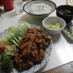 山愛 - 若鶏唐揚　800円　+　ライスセット　280円　（2011.5）