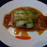 赤坂 四川飯店 - 前菜：薄切り豚肉の辛味ソース