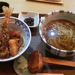 蕎心 - 天丼セットのかけ1400円