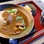 町家喫茶 三宅商店 - ＜6月＞三宅カレー（春）、スープ、浅漬け