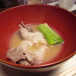 比良山荘 - 猪肉/味噌風味の出汁で(自分の椀)