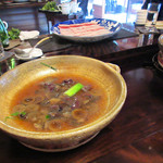 比良山荘 - 月鍋。途中からキノコ類を投入