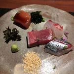 京橋もと  - お造り：平目・味・鰤・鮪