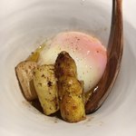 京橋もと  - ホワイトアスパラ・自家製温泉卵