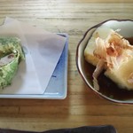 海さくら - ササミ梅肉大葉揚げ、揚げ出し豆腐