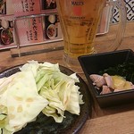 竹乃屋 - 生ビール　￥550とお通し2品で￥230