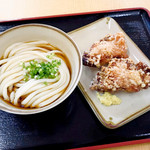 手打ちうどん ひさ枝 - ぶっかけ冷と、とり竜田揚げ