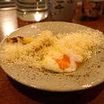 根津 日本酒 多田 - 佐賀県産 ホワイトアスパラガスの炭焼き 卵とチーズ